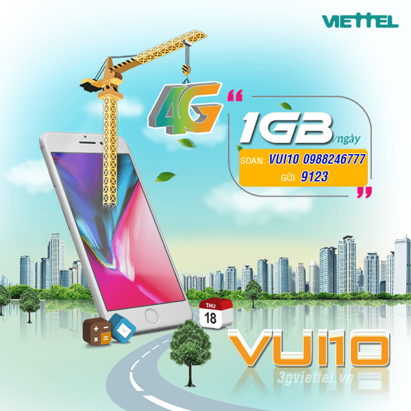 Hướng dẫn cách đăng ký 4G gói cước VUI10 Viettel - gói cước 4G Viettel theo ngày