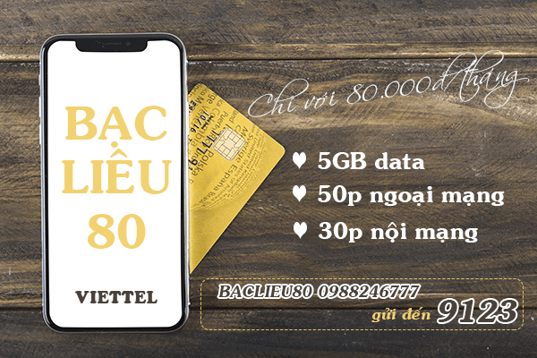 Hướng dẫn đăng ký gói cước BACLIEU80 Viettel