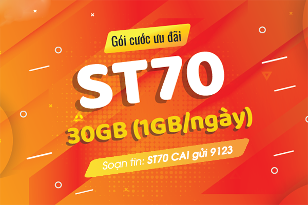 Ưu đãi 30GB data cả tháng khi đăng ký gói St70 Viettel