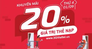 Khuyến mãi Viettel ngày 1/9/2021 ưu đãi 20% tiền nạp ngày vàng