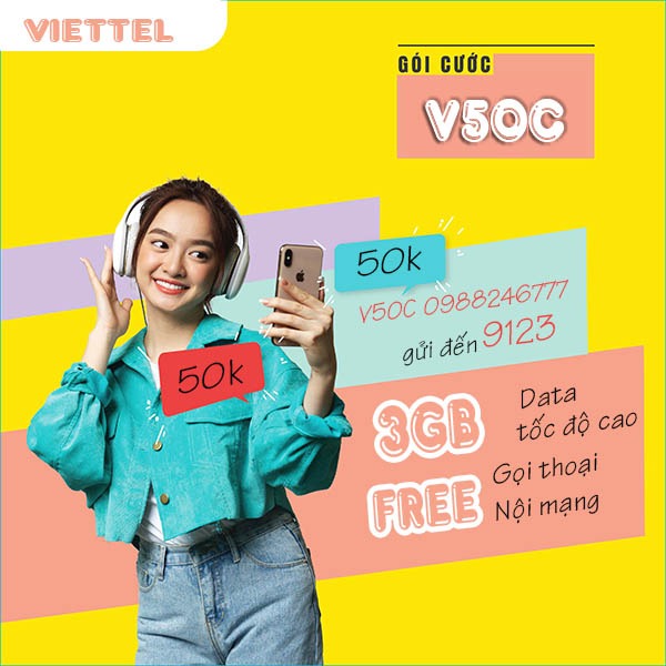 Ưu đãi data + thoại thả ga khi đăng ký V50C Viettel