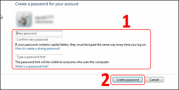 cách cài đặt Password hint