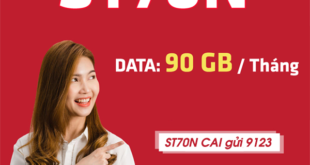 Đăng ký gói cước ST70N Viettel có ngay 90GB 1 tháng