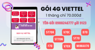 Đăng ký gói cước 4G Viettel 70K 1 tháng nhận data hấp dẫn