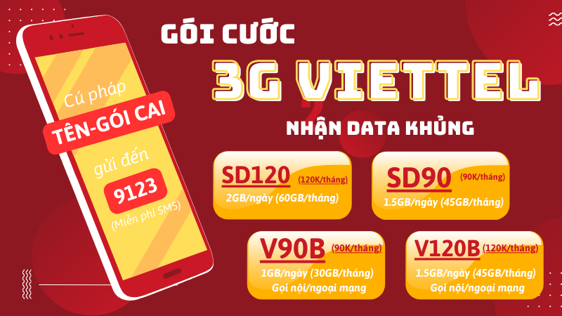 Bảng giá chỉ những gói cước 3G Viettel giá cực mềm tiên tiến nhất 