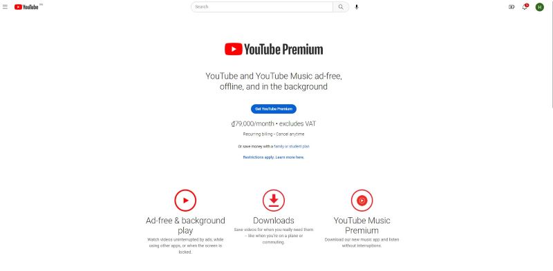 Cách đăng ký Youtube Premium 