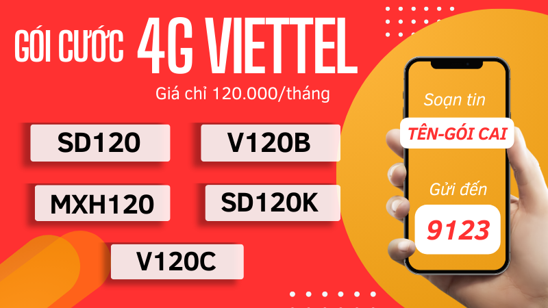 Cách đăng ký gói cước 4G Viettel 120K/tháng ưu đãi data khủng 