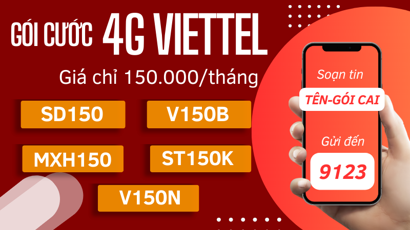 Tổng hợp các gói cước 4G Viettel 150K 1 tháng