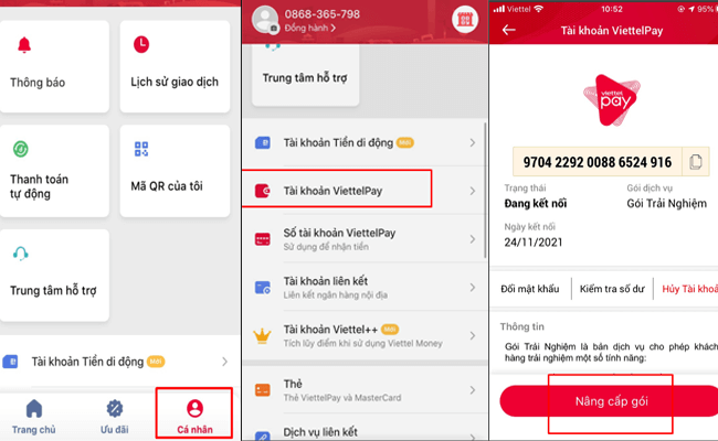Cách nâng cấp tài khoản Viettel Money 