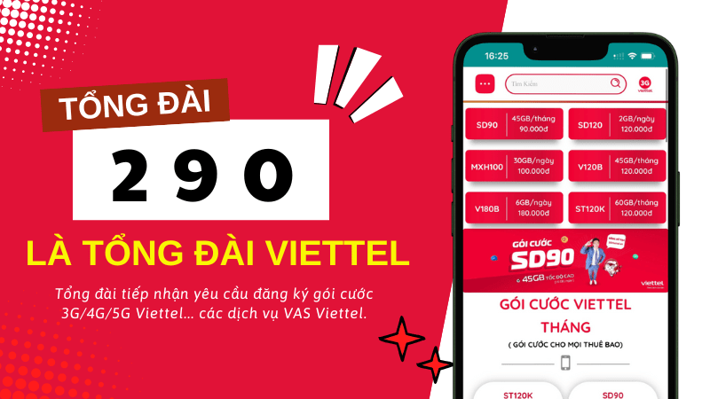 Tổng đài 290 Viettel là tổng đài tiếp nhận thông tin đăng ký dịch vụ của Viettel