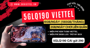 Đăng ký gói cước 5GLQ190 Viettel rinh data khủng dùng 30 ngày