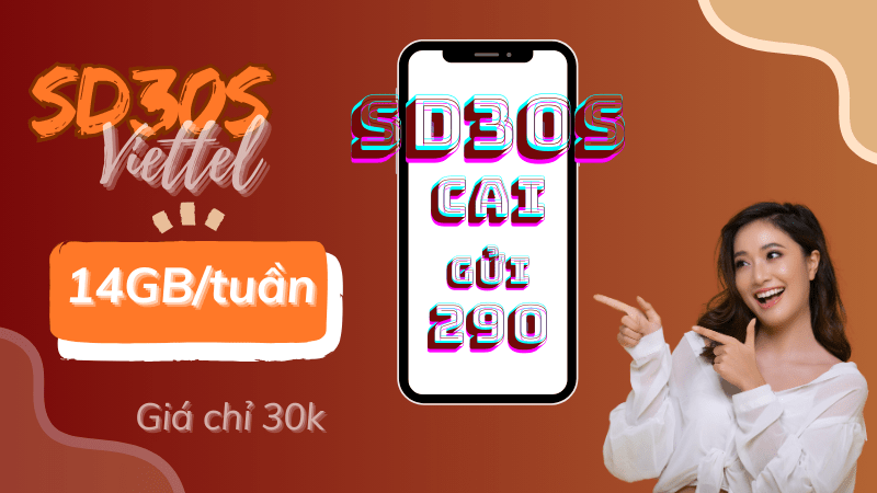 Đăng ký gói SD30S Viettel ưu đãi 2GB/ngày liên tiếp cả tuần