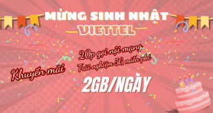 Mừng sinh nhật Viettel tặng 2GB, miễn phí gọi nội mạng