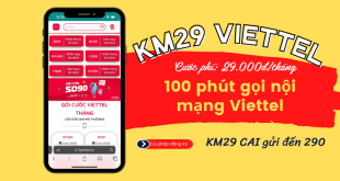 Đăng ký gói cước KM29 Viettel miễn phí gọi nội mạng Viettel cả tháng