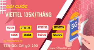 Gói cước Viettel 135k/tháng nhiều ưu đãi khủng