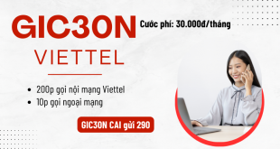 Đăng ký gói cước GIC30N Viettel 30K miễn phí gọi nội và ngoại mạng